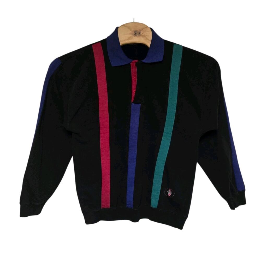 Vintage Cherokee Sport Embroidered Logo Striped Colorblock Sweatshirt Sweater M